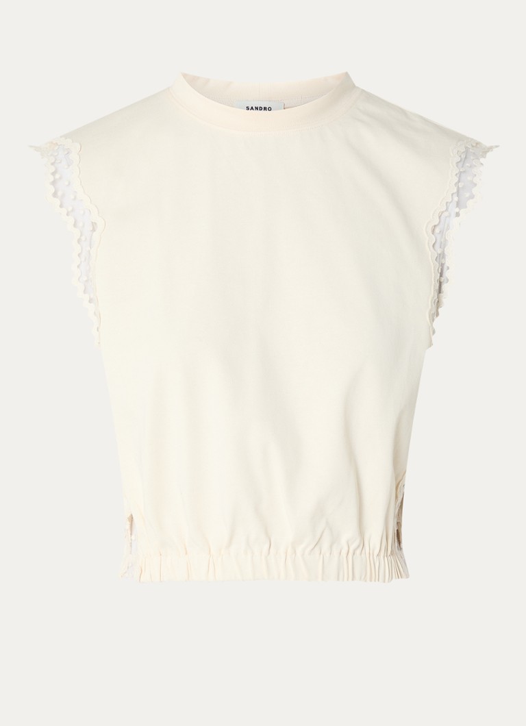 Sandro Dames Top met details van kant in de kleur Beige