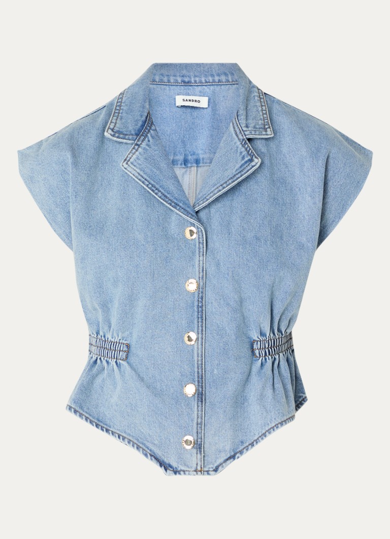 Sandro Dames Top van denim in de kleur Indigo
