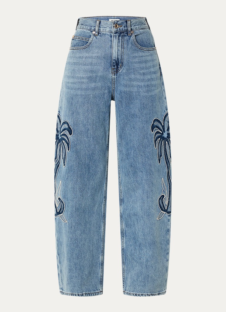 Sandro Dames High waist balloon fit jeans met palmboom in de kleur Blauw