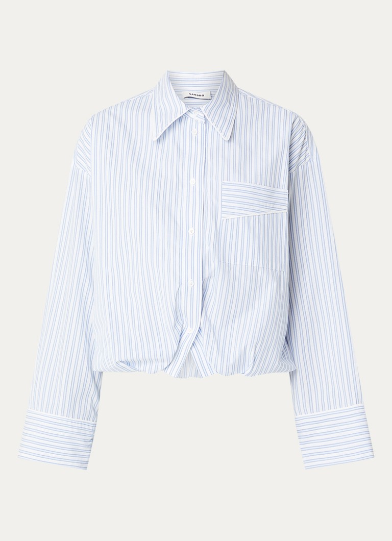 Sandro Dames Blouse met streepprint met borstzak in de kleur Lichtblauw
