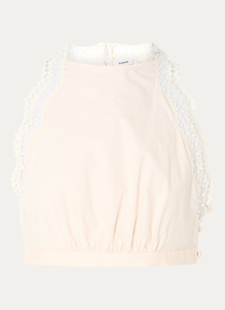 Sandro Dames Crop top met mesh in de kleur Creme