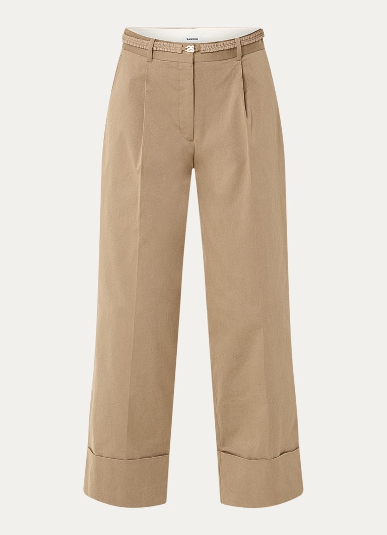 Sandro Dames High waist straight fit pantalon met steekzakken in de kleur Khaki