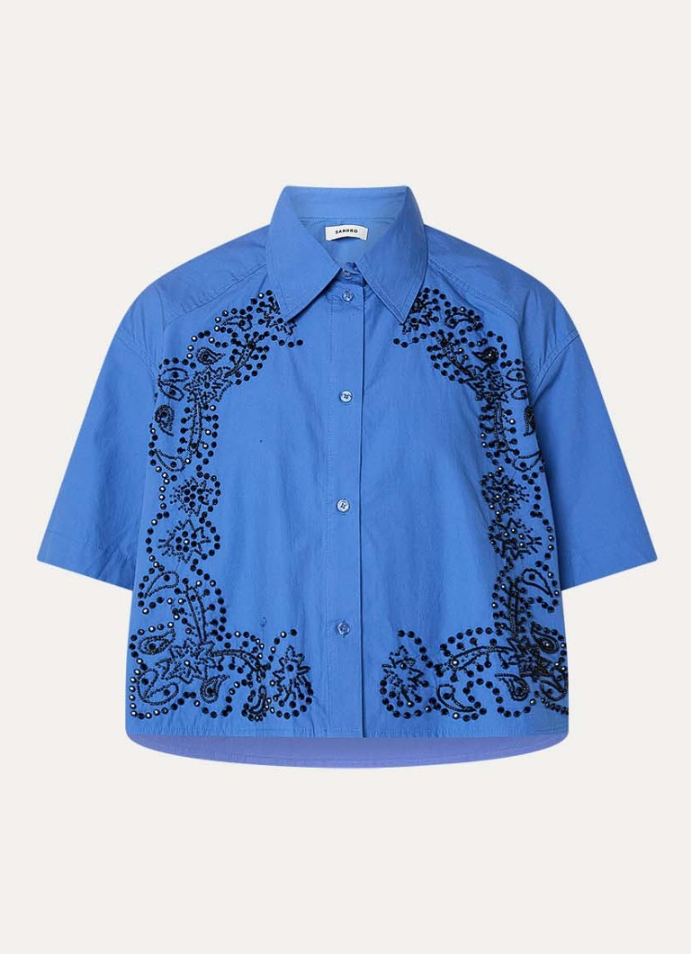 Sandro Dames Blouse met strass in de kleur Royalblauw