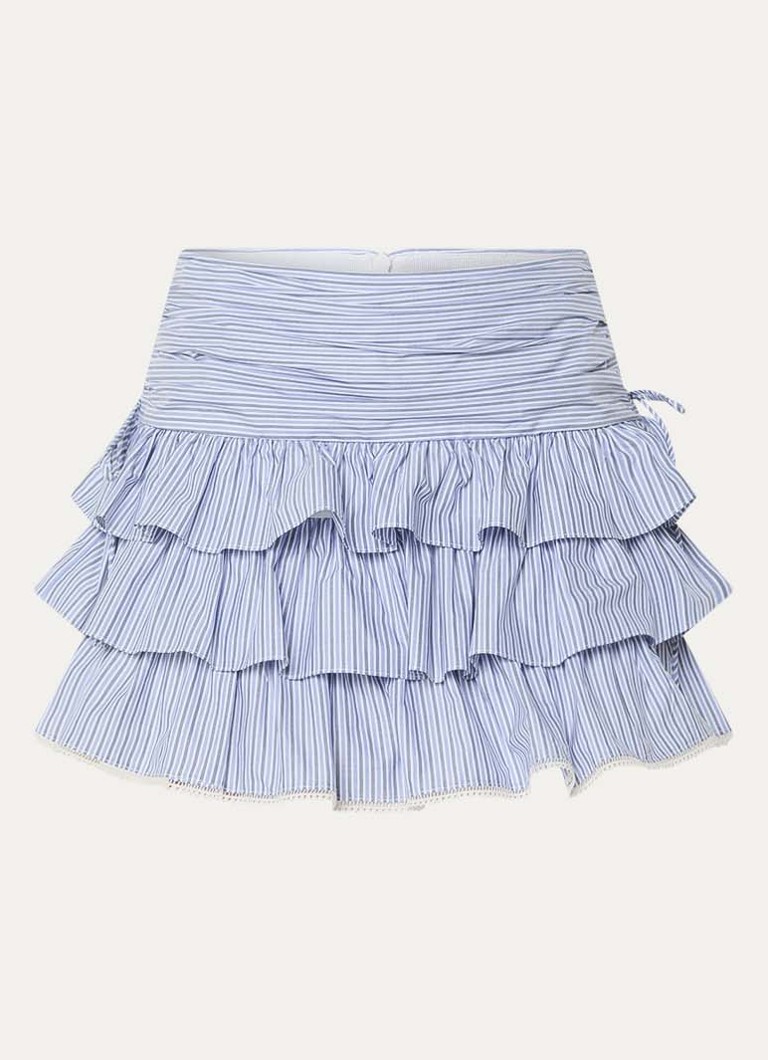 Sandro Dames Mini rok met streepprint en ruches in de kleur Blauw