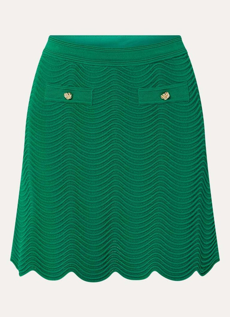 Sandro Dames Grofgebreide mini rok met sierknopen in de kleur Donkergroen