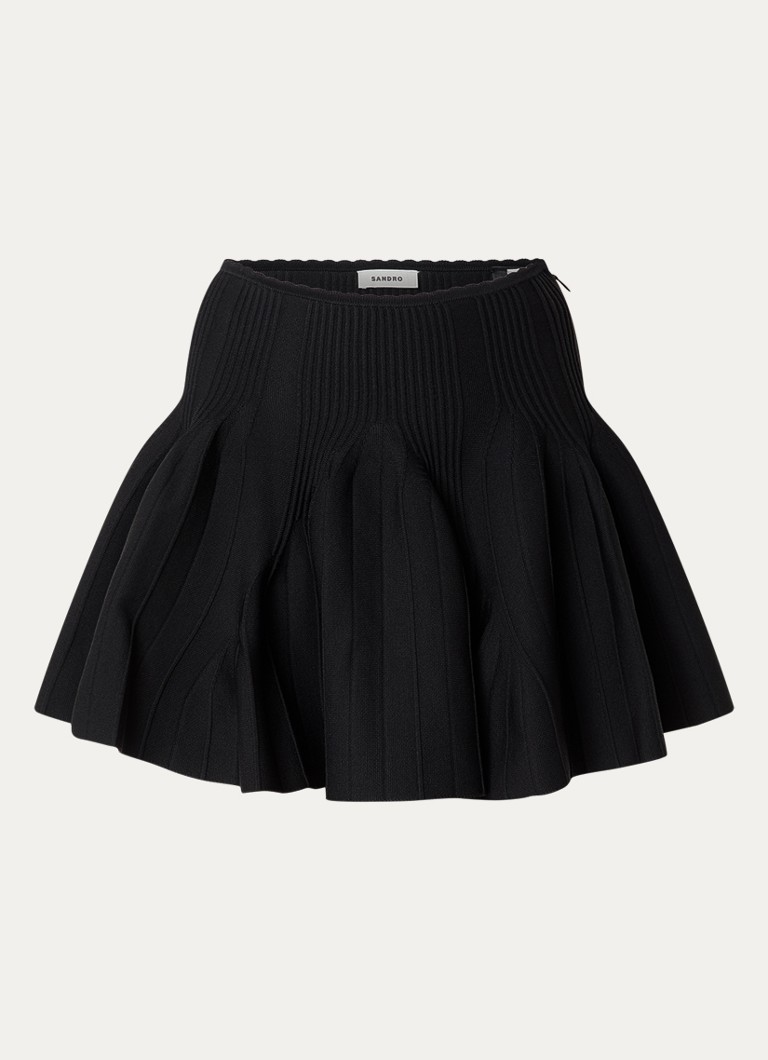 Sandro Dames Mini broekrok met ribstructuur in de kleur Zwart
