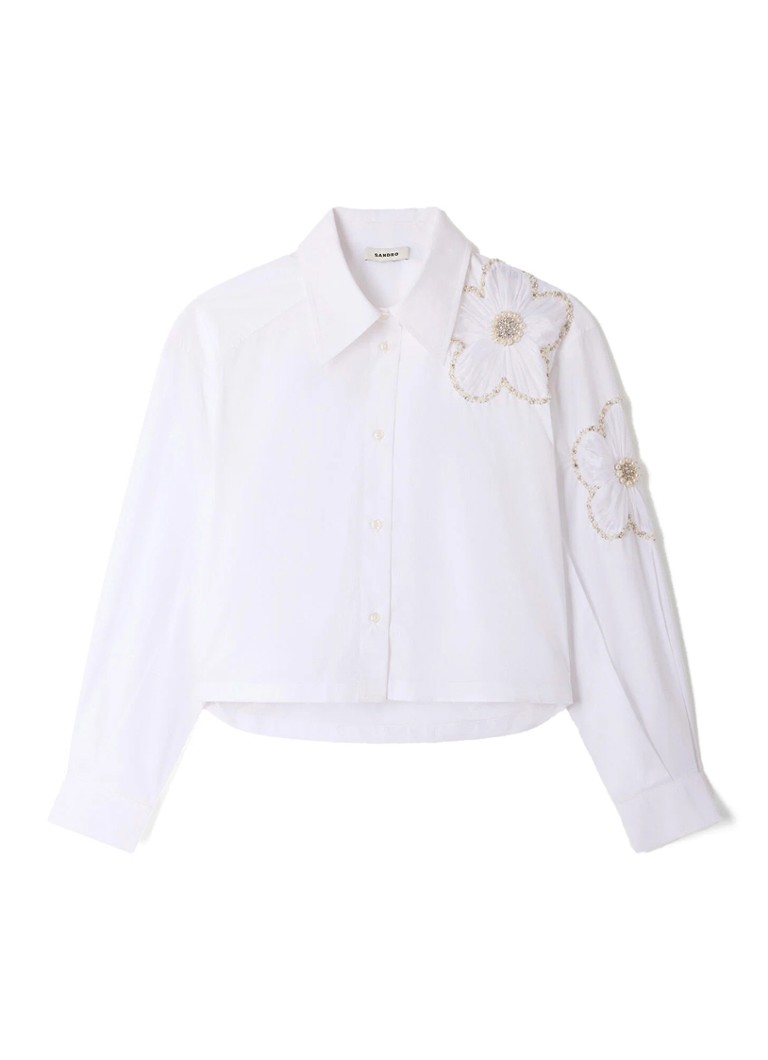 Sandro Dames Blouse met bloemborduring in de kleur Wit