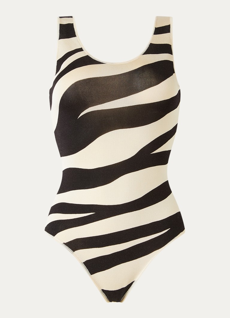 Sandro Dames Badpak met zebraprint in de kleur Zwart
