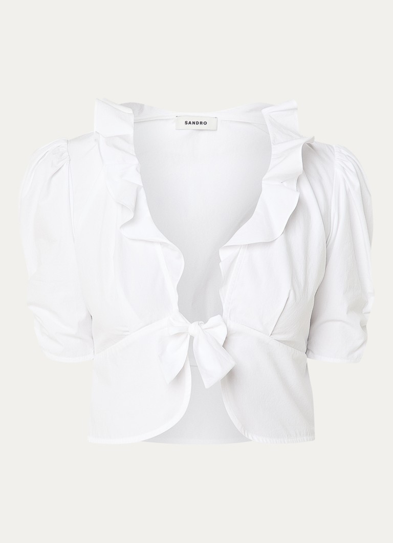 Sandro Dames Cropped blouse met volant in de kleur Wit