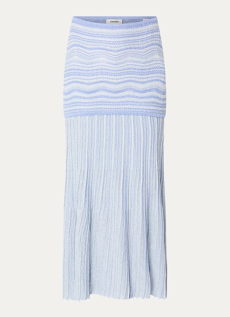Sandro Dames High waist midi rok met streepprint in de kleur Lichtblauw