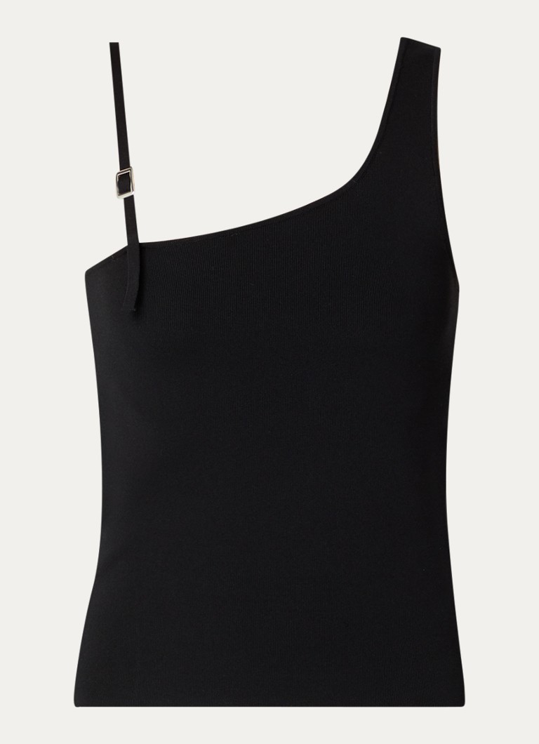 Sandro Dames Top met asymmetrische hals in de kleur Zwart