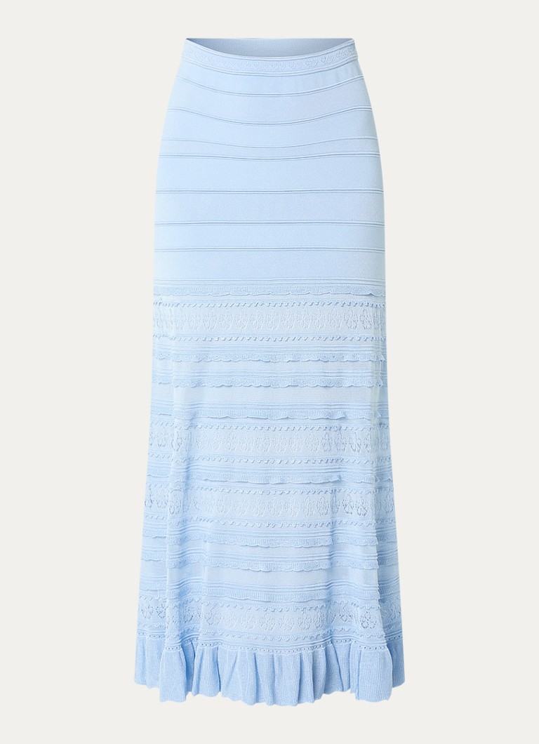 Sandro Dames Fijngebreide maxi rok met opengewerkt dessin in de kleur Blauwgrijs
