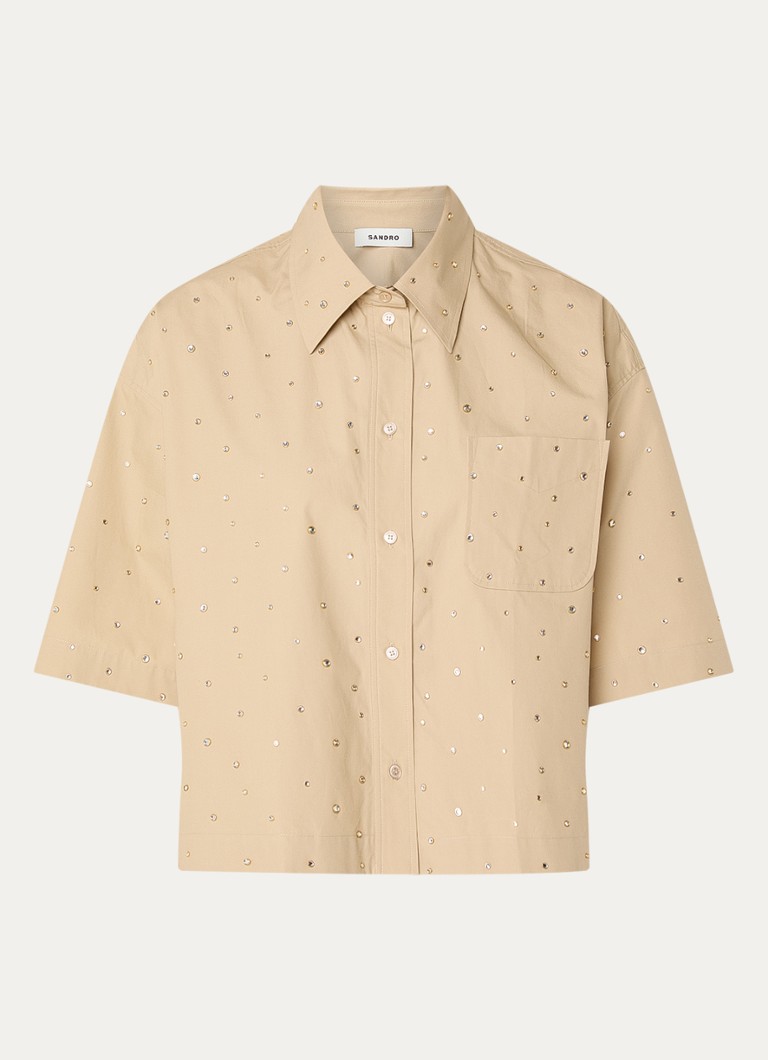 Sandro Dames Blouse met studs in de kleur Camel