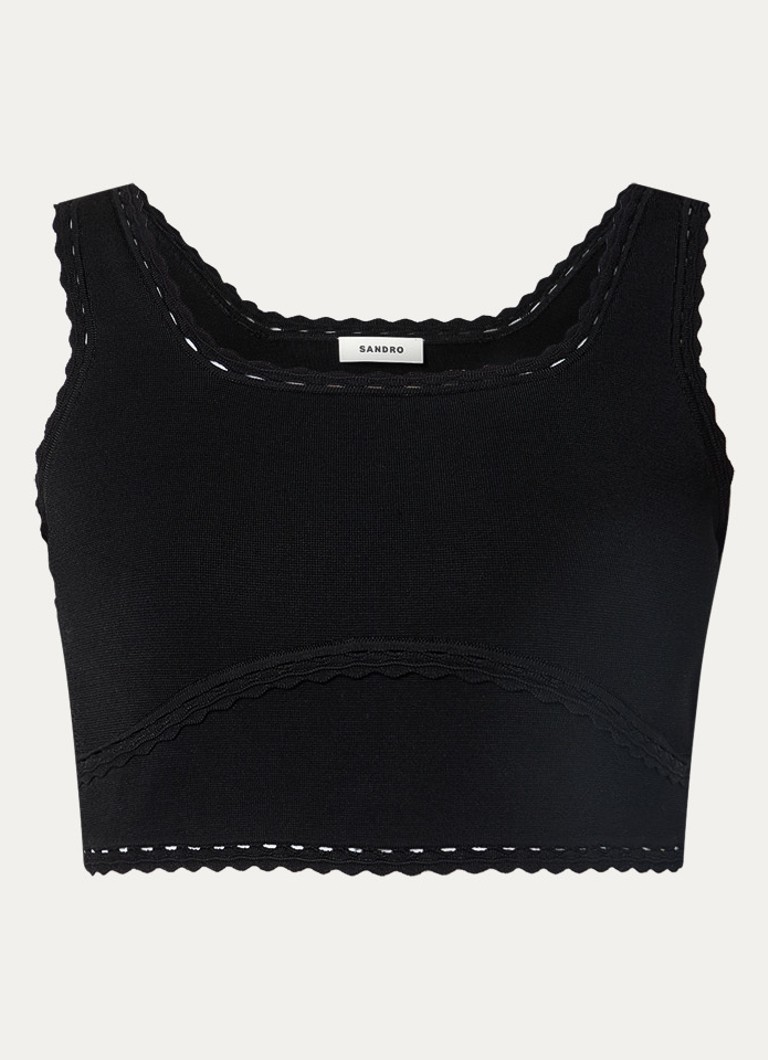 Sandro Dames Crop top met rechthoekige hals in de kleur Zwart