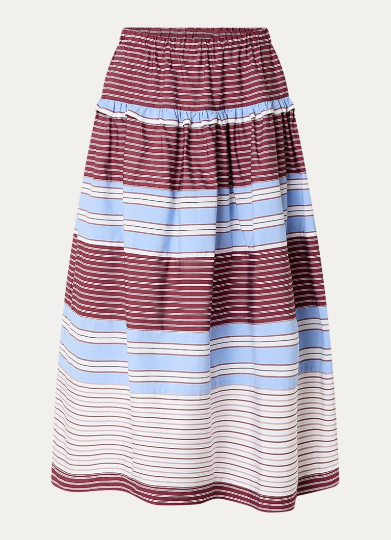 Sandro Dames Maxi A-lijn rok met streepdessin in de kleur Bordeauxrood