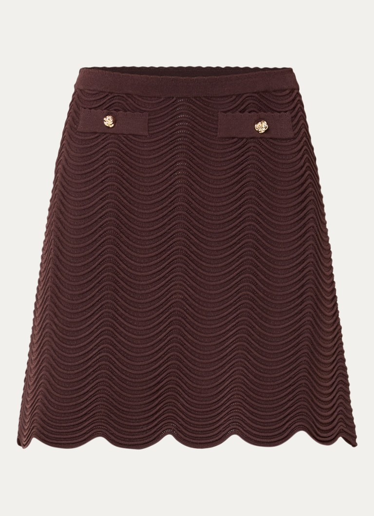 Sandro Dames Mini rok met sierknopen in de kleur Donkerbruin