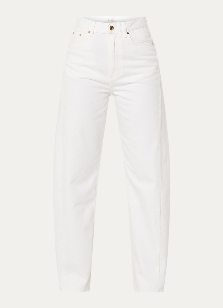 Sandro Dames High waist straight leg jeans met gekleurde wassing in de kleur Wit