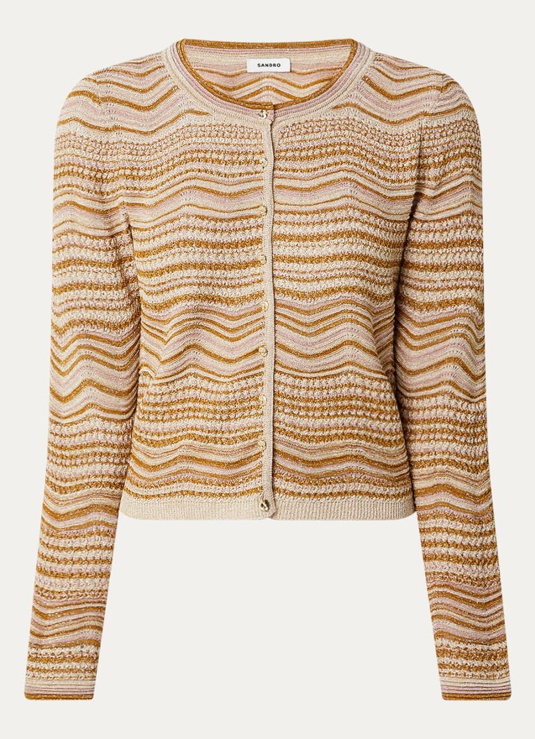 Sandro Dames Cropped vest met opengewerkt dessin en lurex in de kleur Oranjebruin