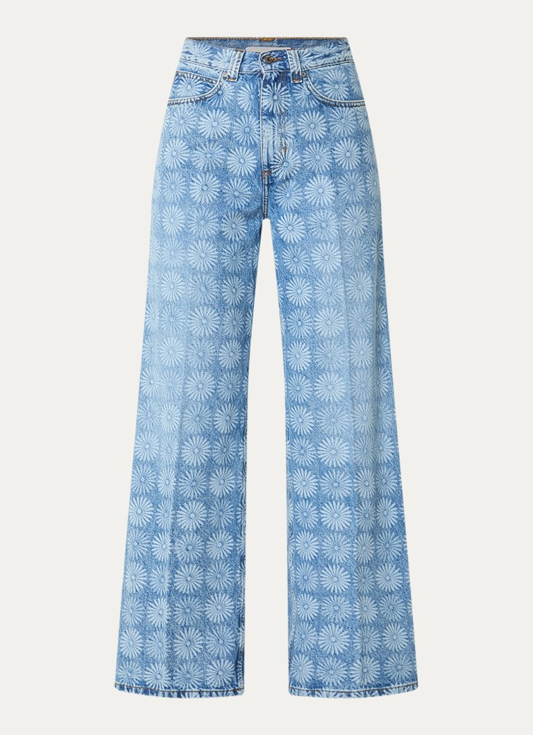 Sandro Dames High waist loose fit jeans met print in de kleur Indigo