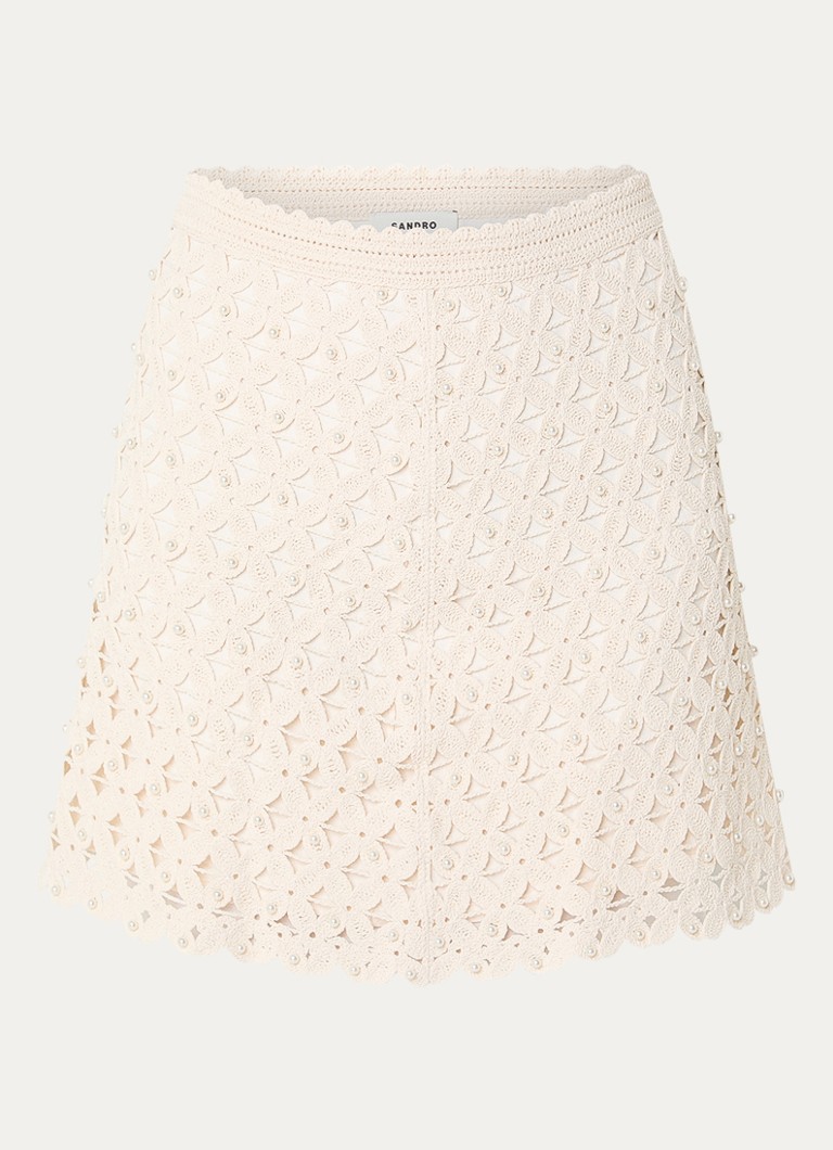 Sandro Dames Mid waist mini rok met structuur in de kleur Gebroken wit