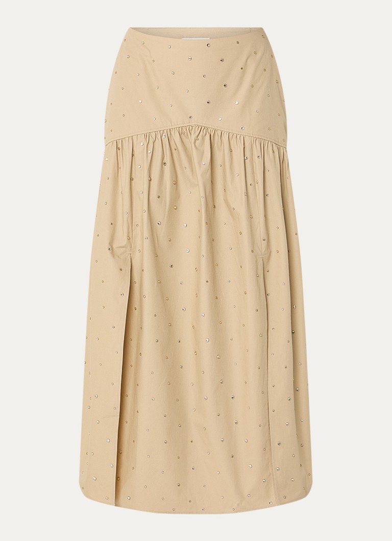 Sandro Dames High waist maxi rok met studs in de kleur Beige
