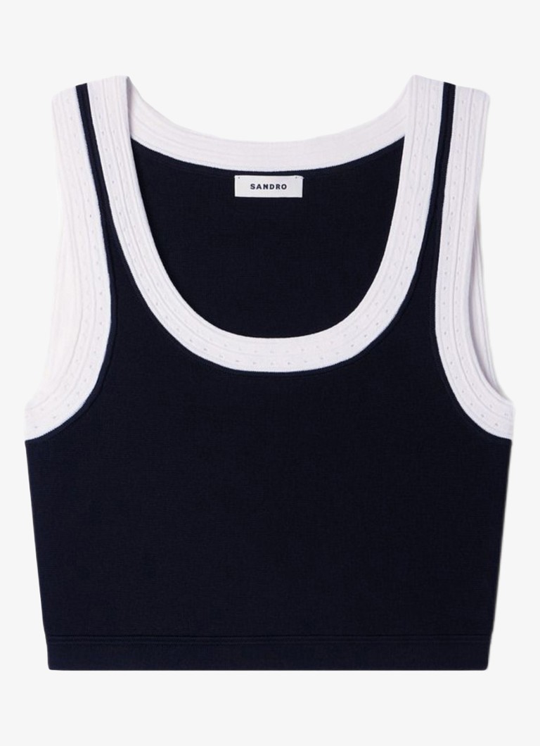 Sandro Dames Cropped tanktop met contrasterende kleuren in de kleur Zwart