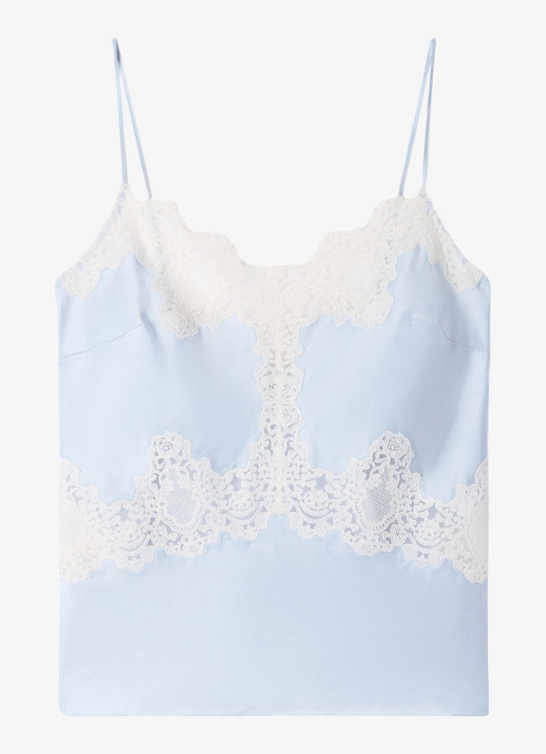 Sandro Dames Top met details van kant in de kleur Lichtblauw