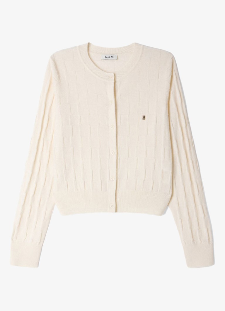 Sandro Dames Fijngebreid vest van wol met logoborduring in de kleur Beige