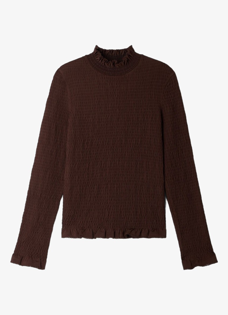 Sandro Dames Top met ruches in de kleur Bruin
