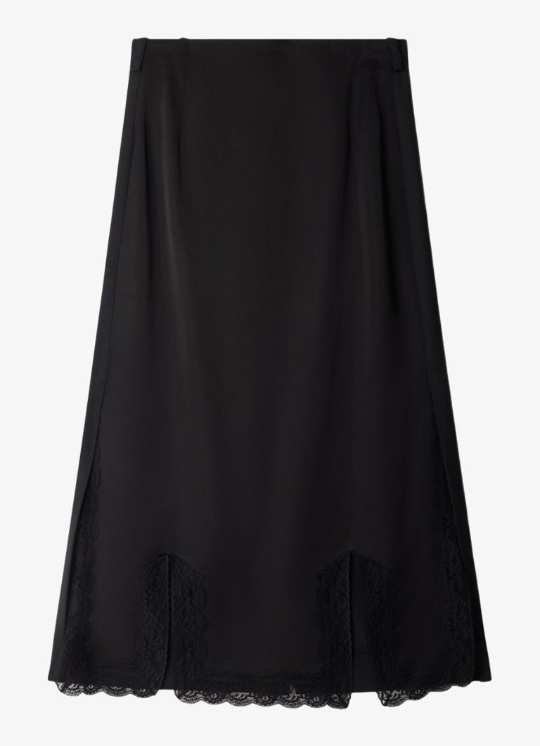 Sandro Dames Lange rok met details van kant in de kleur Zwart