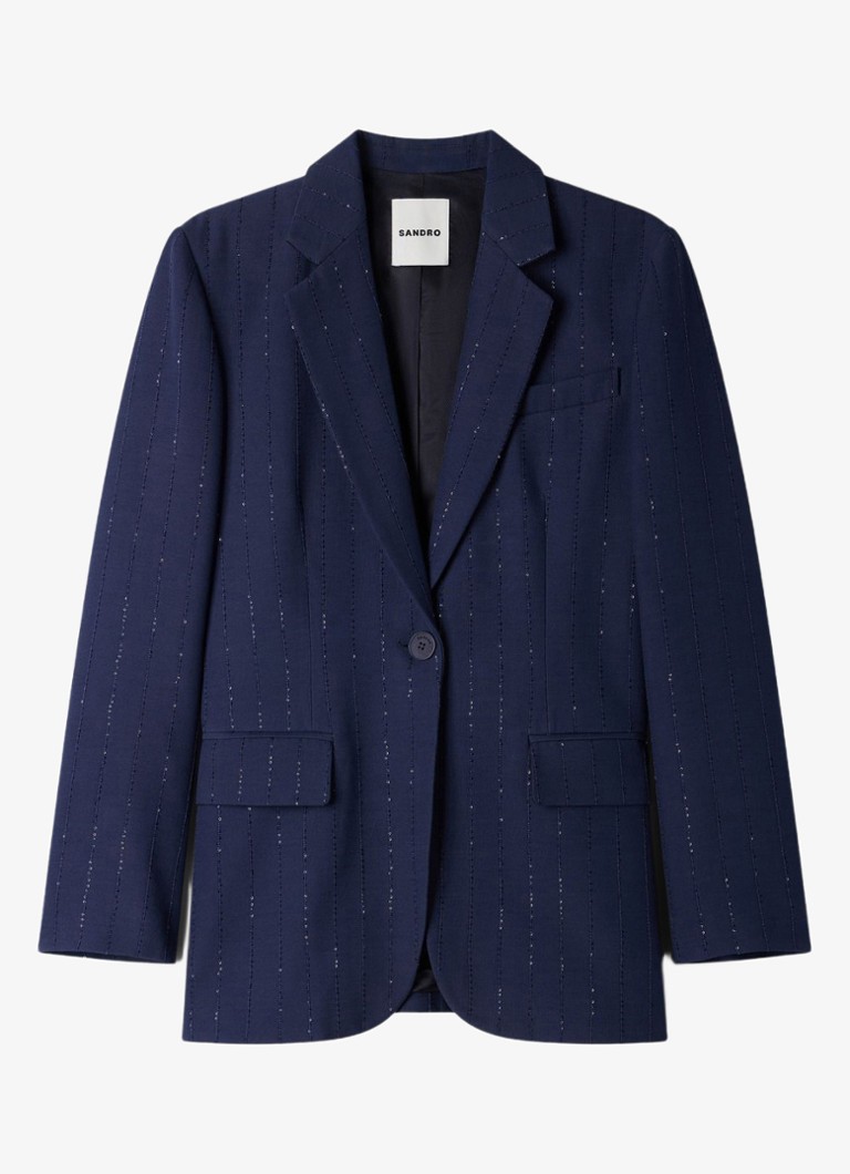Sandro Dames Blazer met klepzakken en pailletten in de kleur Donkerblauw