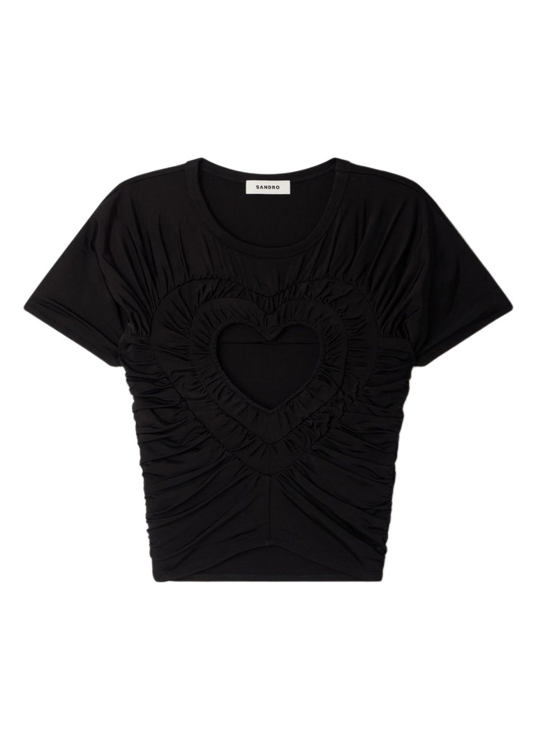Sandro Dames Crop top met cut-out detail in de kleur Zwart