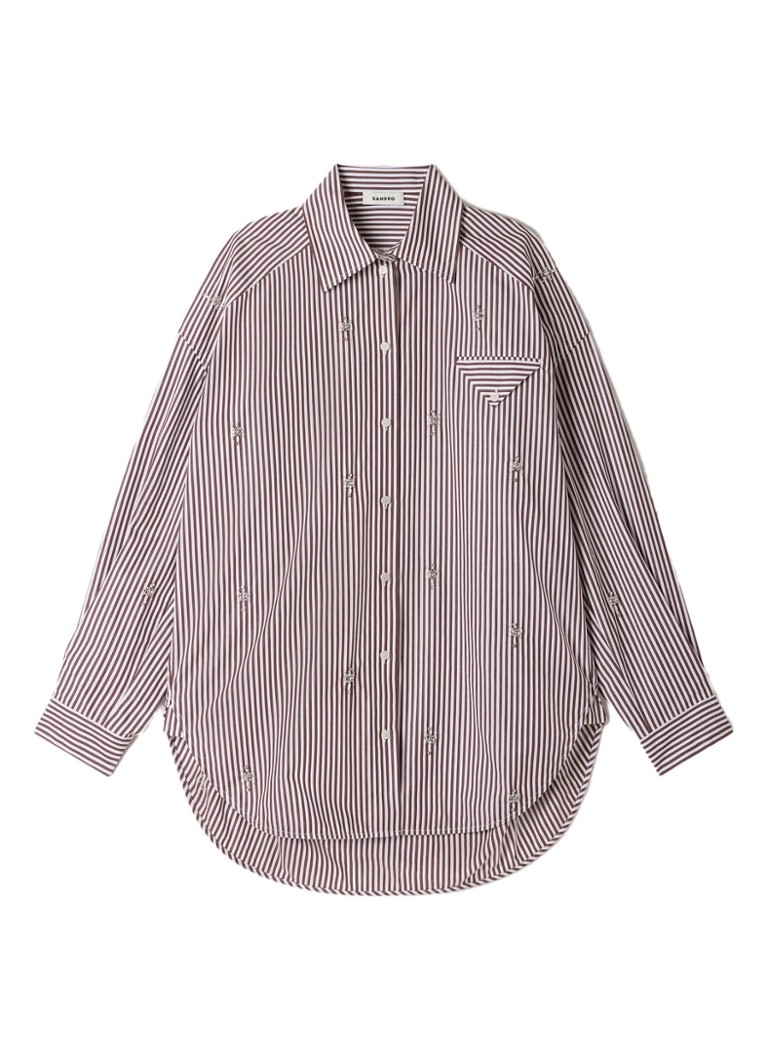 Sandro Dames Oversized blouse met streepprint in de kleur Brown / Bruin