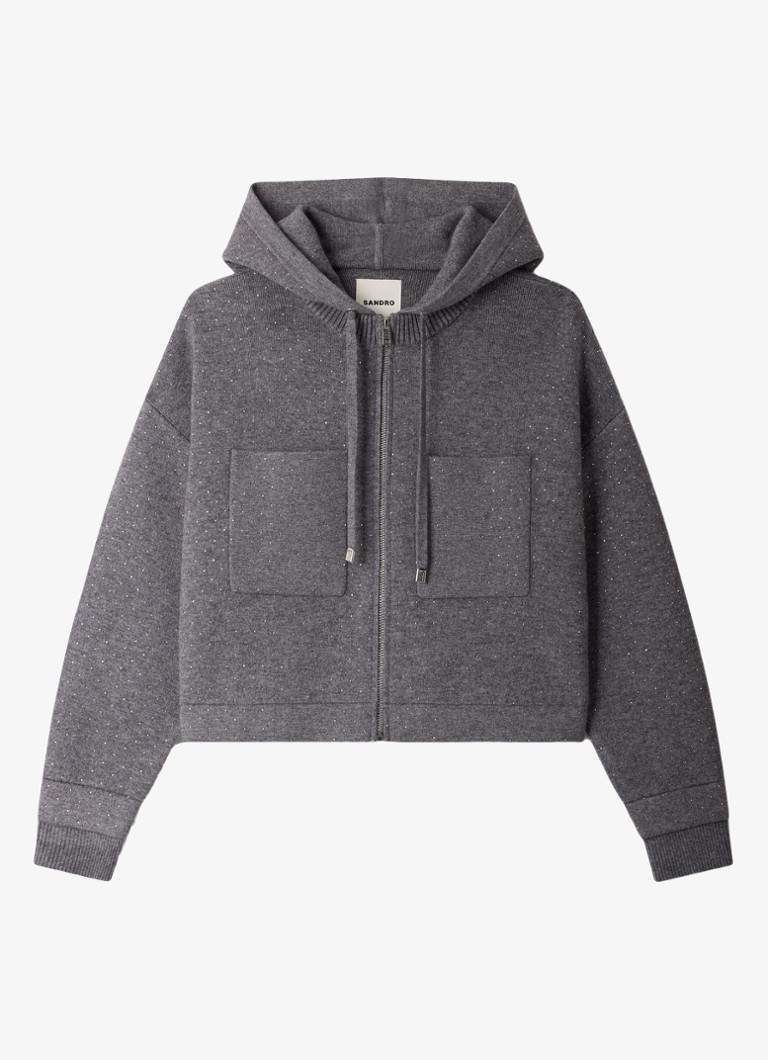 Sandro Dames Fijngebreid vest met strass in de kleur Grijs