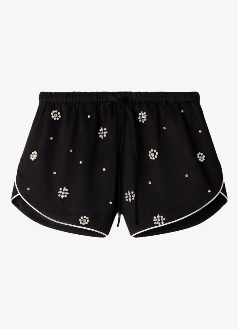 Sandro Dames Mid waist korte broek met stras in de kleur Zwart