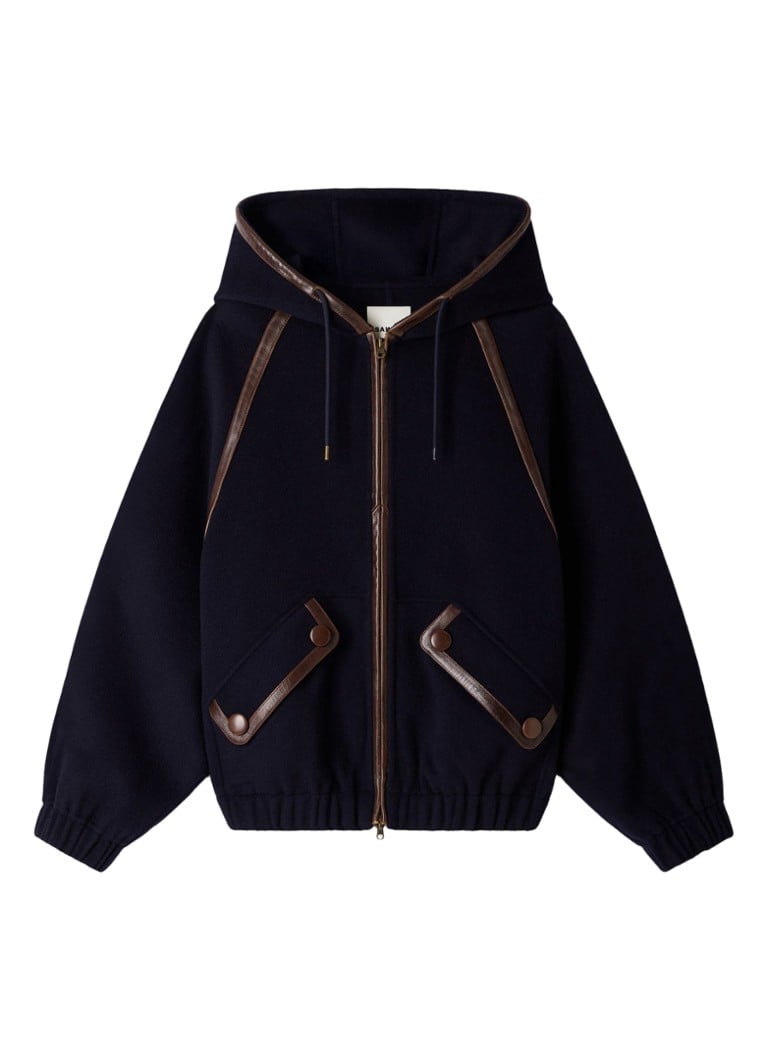 Sandro Dames Jack van wol met details van leer in de kleur Donkerblauw