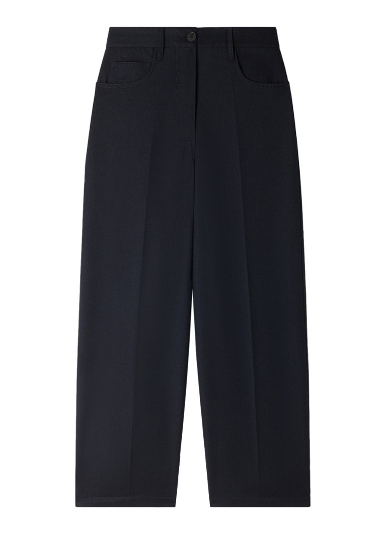 Sandro Dames High waist straight fit pantalon in wolblend in de kleur Donkerblauw