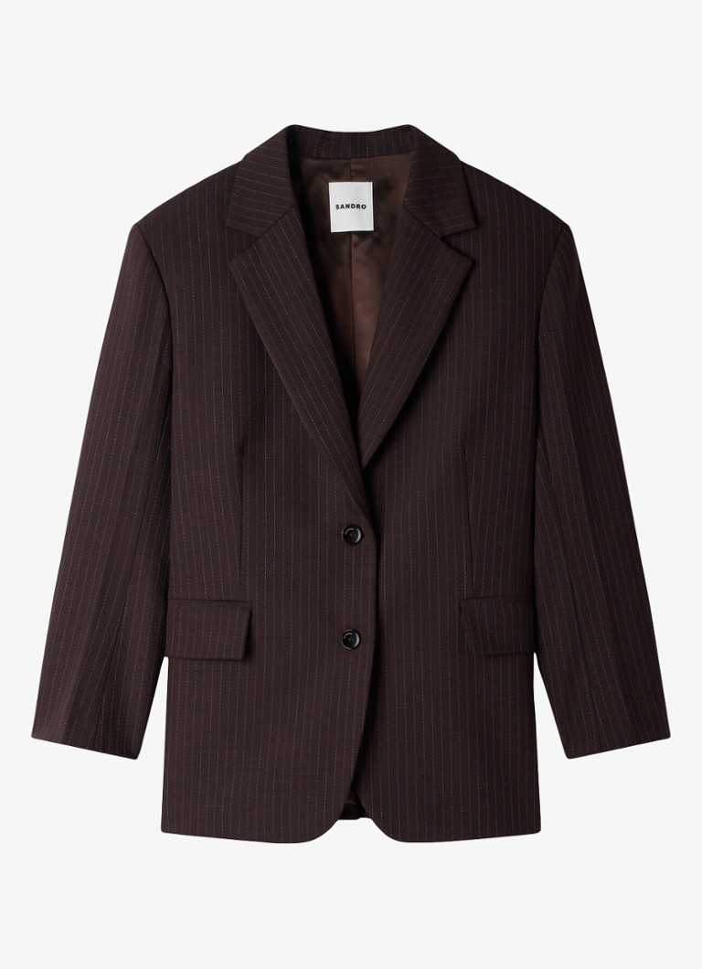 Sandro Dames Oversized blazer met streepprint in de kleur Bruin