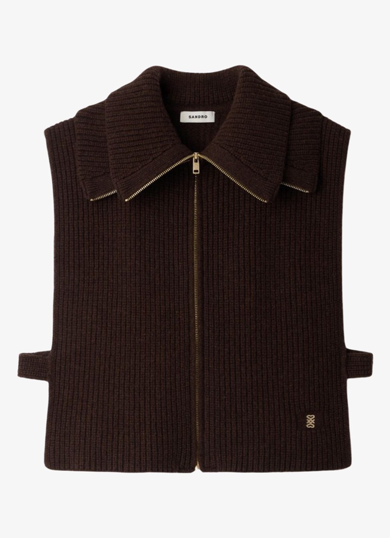 Sandro Dames Spencer van wol in de kleur Brown / Bruin