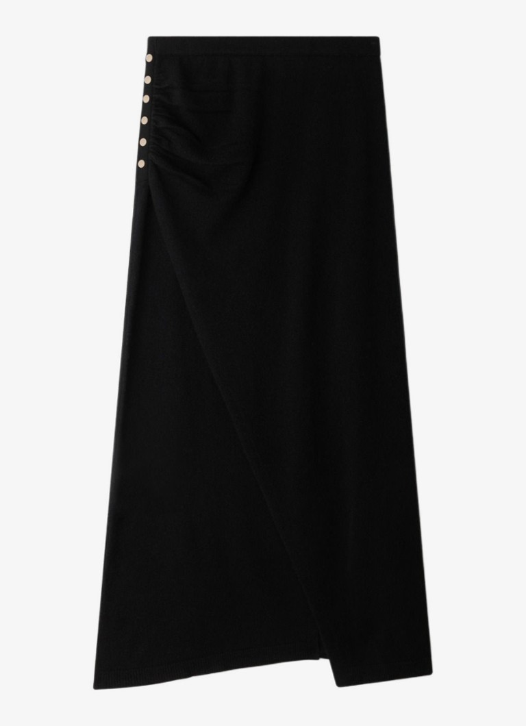 Sandro Dames Maxi rok in wolblend in de kleur Zwart