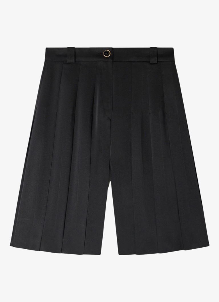 Sandro Dames High waist loose fit korte broek met plooien in de kleur Zwart