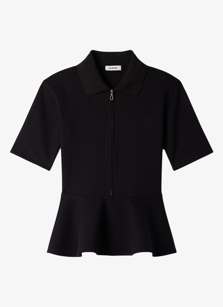 Sandro Dames Top met peplum in de kleur Zwart