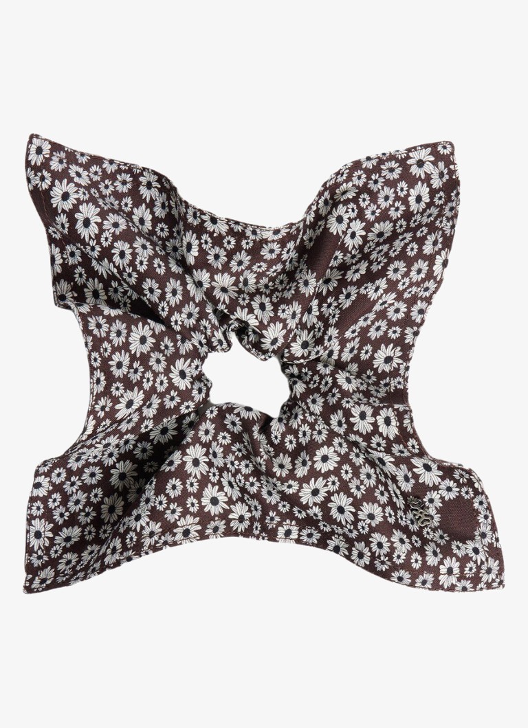 Sandro Dames Scrunchie met bloemenprint in de kleur Donkerbruin