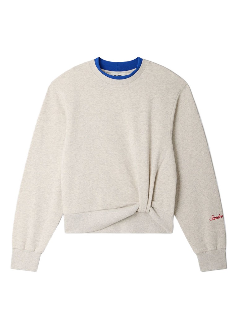 Sandro Dames Sweater met gemêleerd dessin en logo in de kleur Lichtgrijs