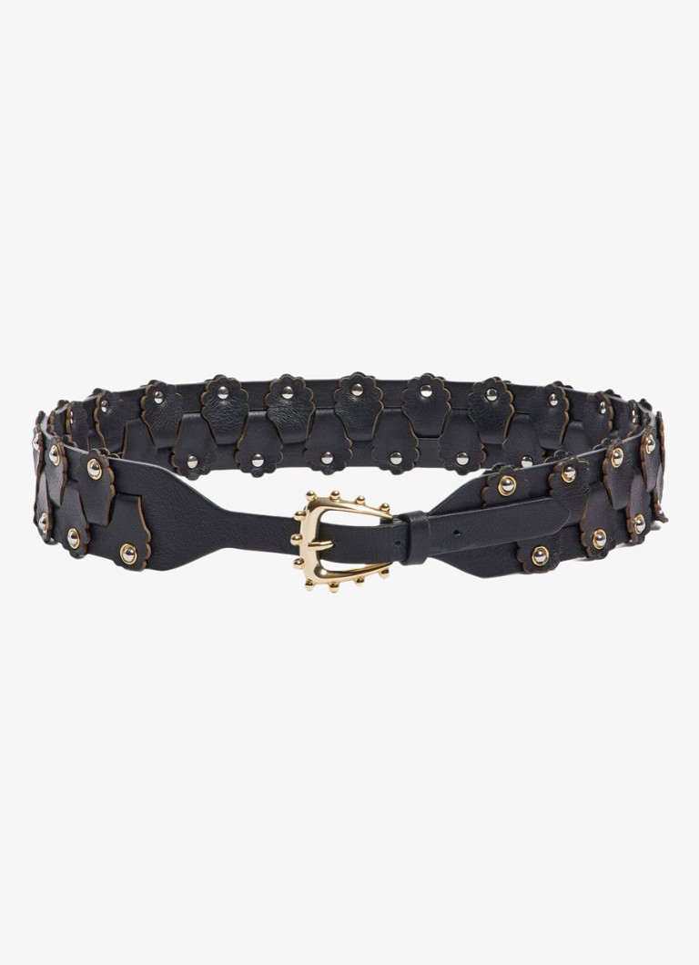 Sandro Dames Riem van leer met studs in de kleur Black / Zwart