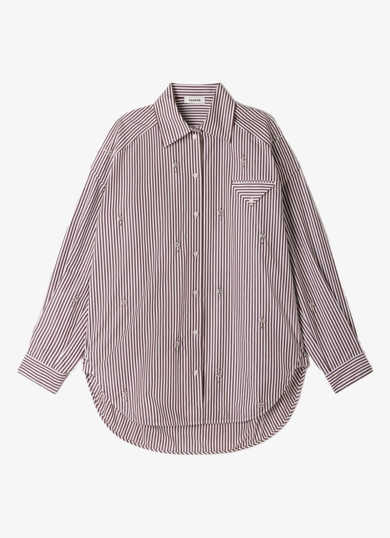 Sandro Dames Oversized blouse met streepprint in de kleur Brown / Bruin