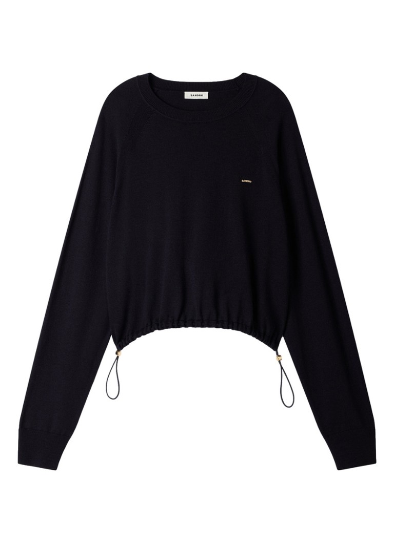 Sandro Dames Trui in wolblend met logo in de kleur Donkerblauw