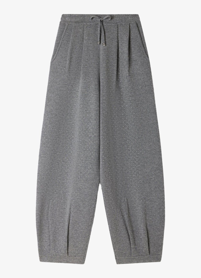 Sandro Dames High waist tapered fit joggingbroek in wolblend in de kleur Grijs