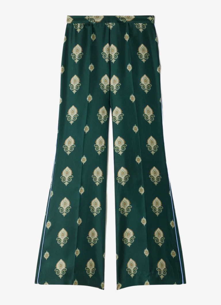 Sandro Dames High waist flared fit broek met paisley print in de kleur Groen