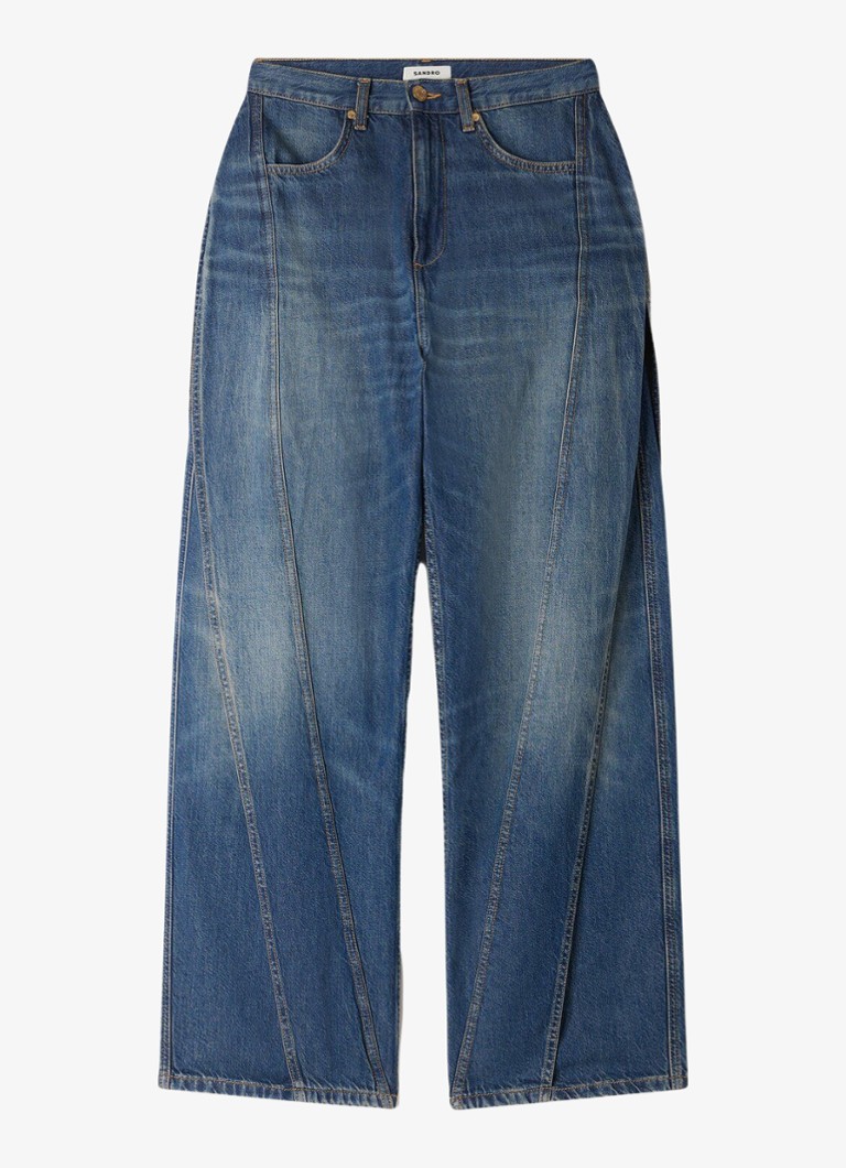 Sandro Dames High waist loose fit jeans met medium wassing in de kleur Denim